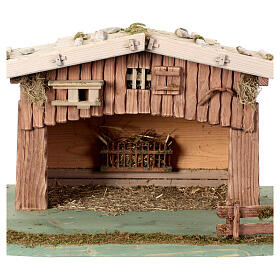 Capanna stalla stile nordico 30x50x35 cm legno presepe 12-14 cm