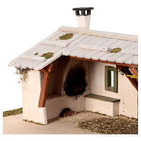 Stable with wood oven, 25x55x35 cm, for Nativity Scene of 10-12 cm