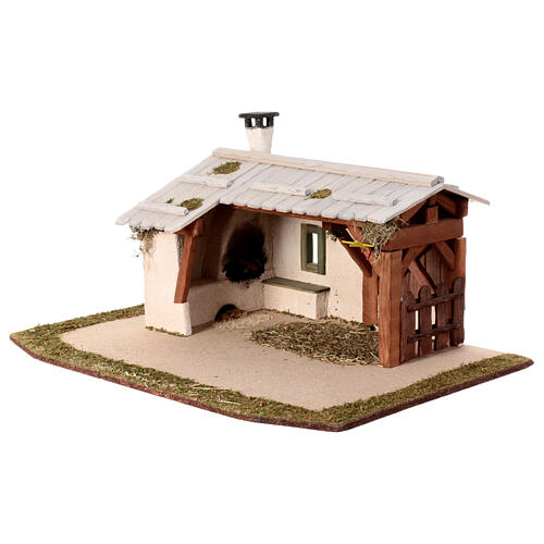 Stable with wood oven, 25x55x35 cm, for Nativity Scene of 10-12 cm 3