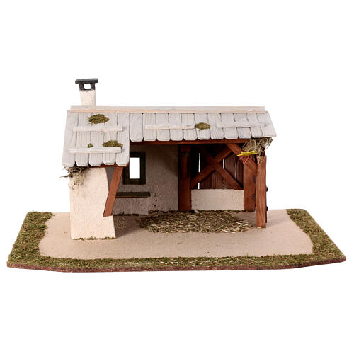 Nativity stable with wood-burning oven 25x55x35cm for 10-12 cm sets 1
