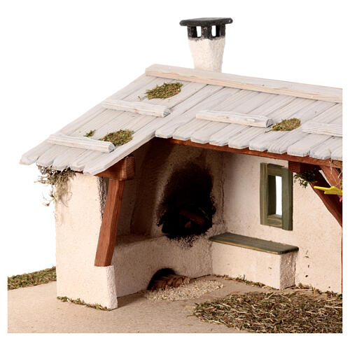 Nativity stable with wood-burning oven 25x55x35cm for 10-12 cm sets 2