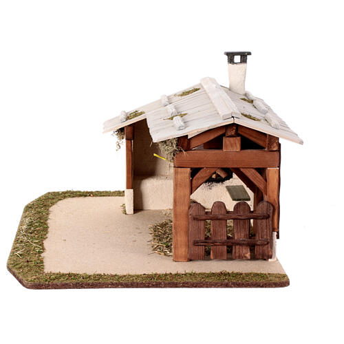 Nativity stable with wood-burning oven 25x55x35cm for 10-12 cm sets 4