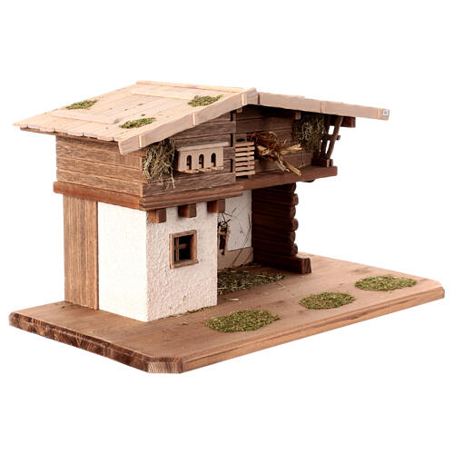 Two-storey Nordic stable, wood, for 10-12 cm Nativity Scene, 30x55x30 cm 4
