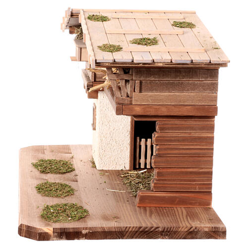 Two-storey Nordic stable, wood, for 10-12 cm Nativity Scene, 30x55x30 cm 5