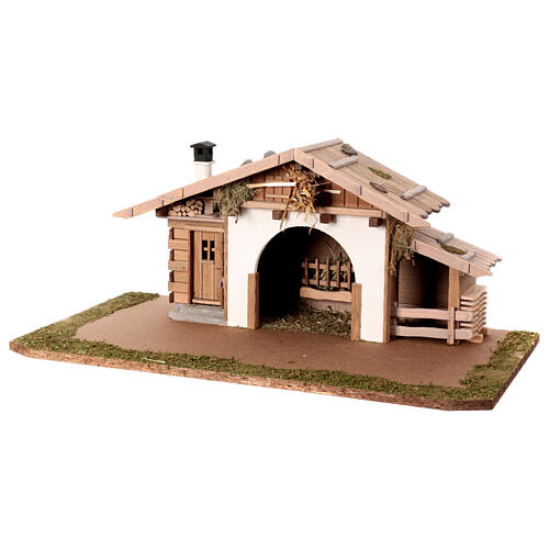 Wooden stable with haystack 25x65x35 cm for 10-12 cm Nativity Scene 3