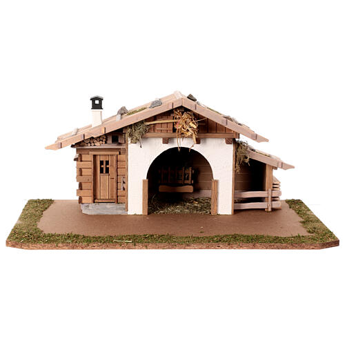 Étable avec grange bois 25x65x35 cm pour crèche 10-12 cm 1