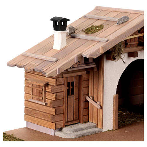 Étable avec grange bois 25x65x35 cm pour crèche 10-12 cm 4