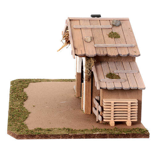 Étable avec grange bois 25x65x35 cm pour crèche 10-12 cm 5