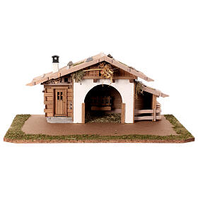 Wooden nativity stable 25x65x35cm haystack for 10-12cm sets