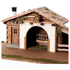 Wooden nativity stable 25x65x35cm haystack for 10-12cm sets