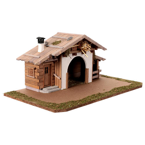 Wooden nativity stable 25x65x35cm haystack for 10-12cm sets 6