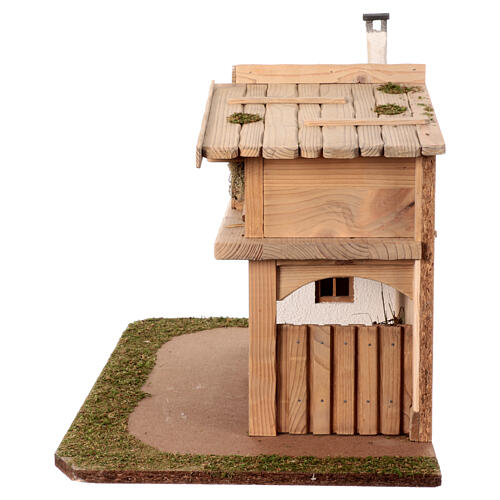 Two-storey stable, wood and resin, 40x65x35 cm, for 12-14 cm Nativity Scene 4