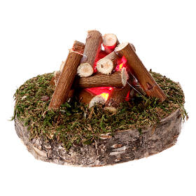 Campfire with red flickering light, 5x7 cm, for 10-12 cm Nativity Scene