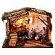 Stable with Nativity and LED light, 25x35x20 cm, for 12 cm Nativity Scene s1