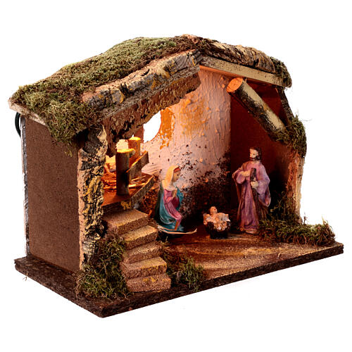 Stajenka bożonarodzeniowa, Święta Rodzina, światło led, 25x35x20 cm, do figurek 12 cm 3