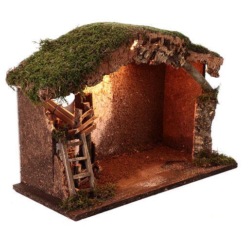 Stable for Nativity Scene with LED lights, 30x40x20 cm, for 10-12 cm characters 3