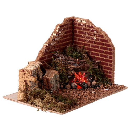 Fire with LED lighted flame effect, 15x20x15 cm, for 10-12 cm Nativity Scene 3