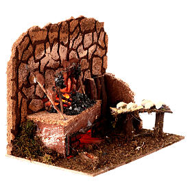 Grill with LED fire for 10-12 cm Nativity Scene, 15x20x15 cm