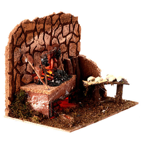 Grill with LED fire for 10-12 cm Nativity Scene, 15x20x15 cm 2