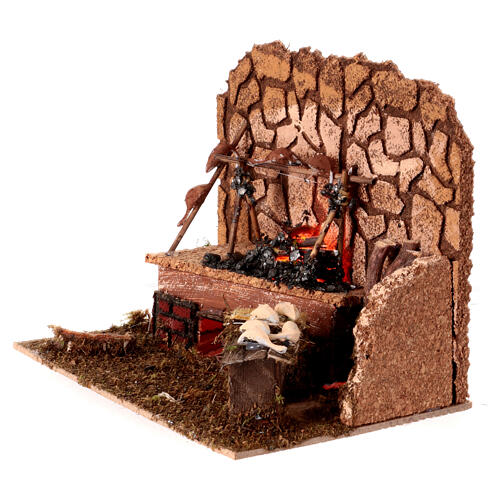 Scenografia z ogniem do szopki, 15x20x15 cm 3