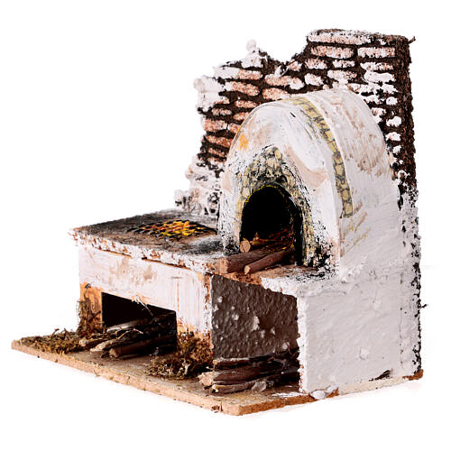 Oven with bricks and wood for 8-10 cm Nativity Scene, 15x15x10 cm 3