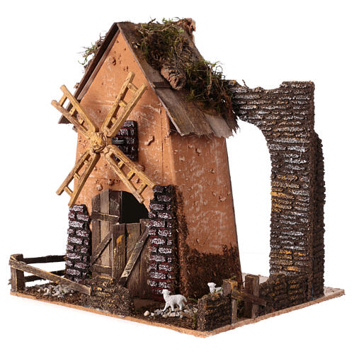 Młyn wietrzny do szopki, 25x25x20 cm, do figurek 8-10 cm 2