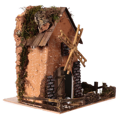 Młyn wietrzny do szopki, 25x25x20 cm, do figurek 8-10 cm 3