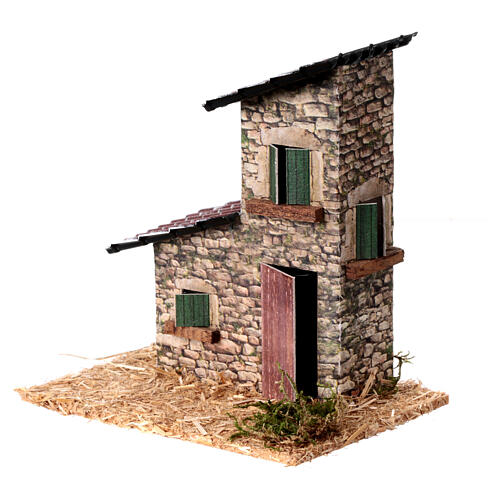 Kleines Häuschen, Mauern in Feldsteinoptik, Krippenzubehör, für 8 cm Krippe, 15x10x10 cm 2