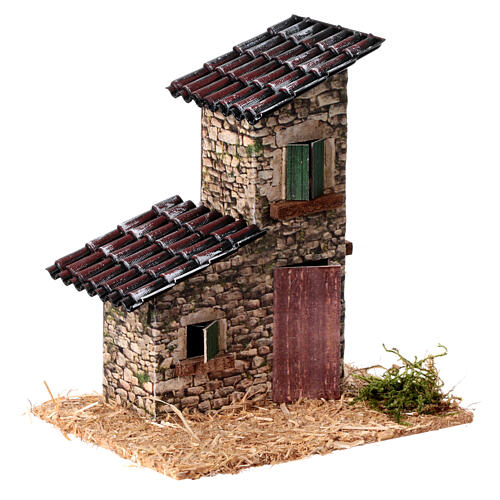 Kleines Häuschen, Mauern in Feldsteinoptik, Krippenzubehör, für 8 cm Krippe, 15x10x10 cm 3