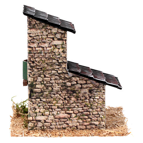 Kleines Häuschen, Mauern in Feldsteinoptik, Krippenzubehör, für 8 cm Krippe, 15x10x10 cm 4