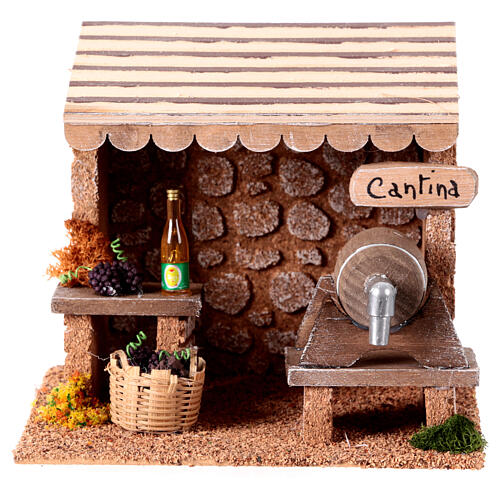 Rustic style wine stall 15x15x15 cm for 8 cm nativity 1