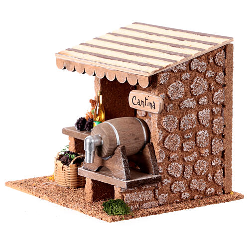 Rustic style wine stall 15x15x15 cm for 8 cm nativity 2