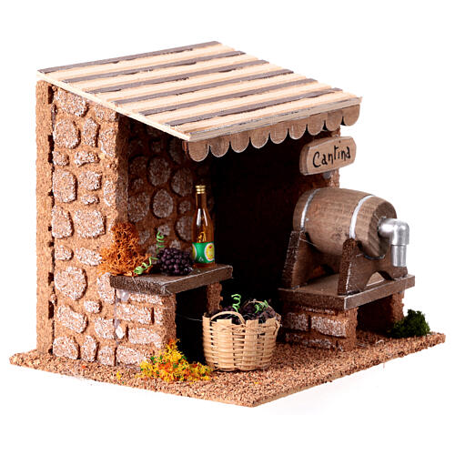 Rustic style wine stall 15x15x15 cm for 8 cm nativity 3