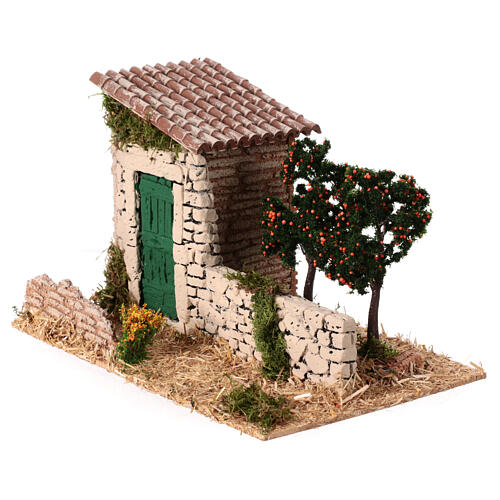 House with orangery, 15x25x15 cm, for 8 cm rustic Nativity Scene 2