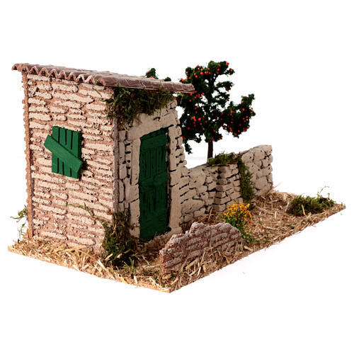 House with orangery, 15x25x15 cm, for 8 cm rustic Nativity Scene 3