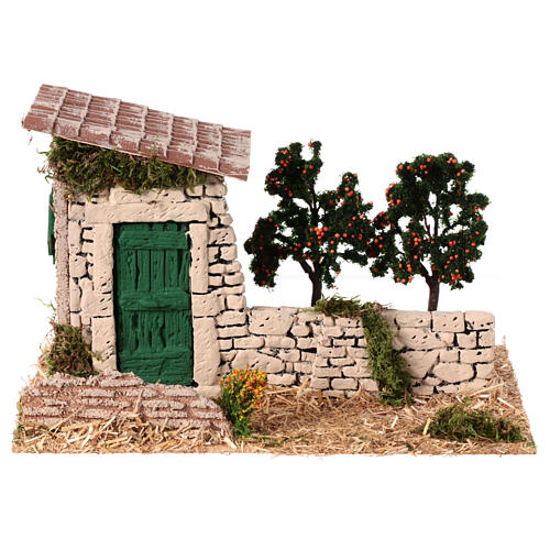 Casetta in stile rustico con aranceto 15x25x15 cm h 8 cm  1