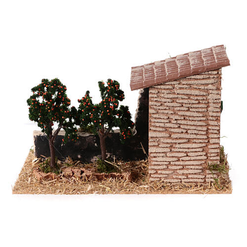 Casetta in stile rustico con aranceto 15x25x15 cm h 8 cm  4