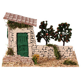 Rustic style cottage with orange grove 15x25x15 cm h 8 cm
