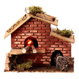 Brick oven with light, 15x20x15 cm, for 8 cm rustic Nativity Scene