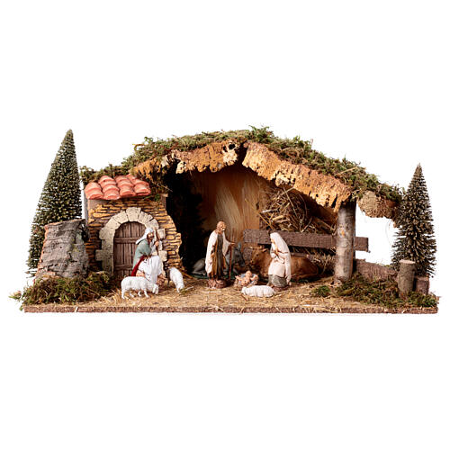 Stable for 10 cm Moranduzzo Nativity Scene, nordic style, 20x55x25 cm 1