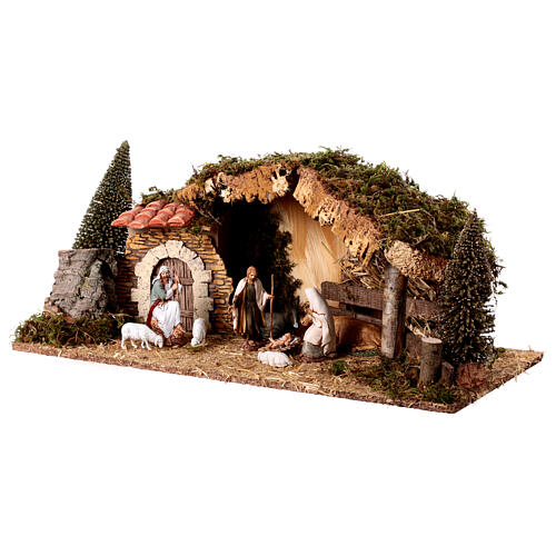 Stable for 10 cm Moranduzzo Nativity Scene, nordic style, 20x55x25 cm 3