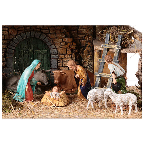Moranduzzo Nativity stable with 10 cm characters, rustic style, 35x50x30 cm 2