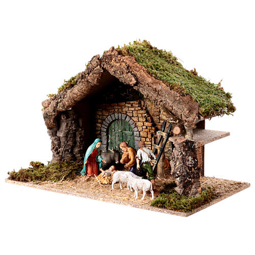 Moranduzzo Nativity stable with 10 cm characters, rustic style, 35x50x30 cm 3
