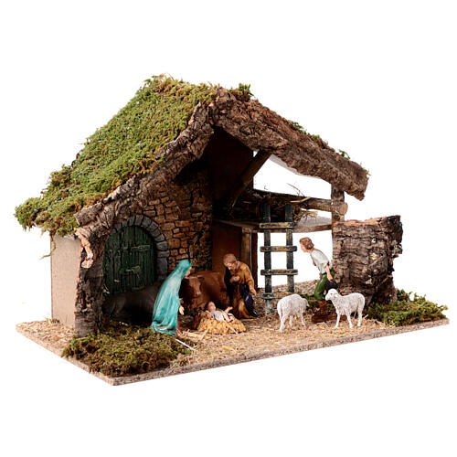 Moranduzzo Nativity stable with 10 cm characters, rustic style, 35x50x30 cm 4
