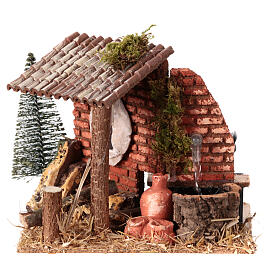 Fountain with shelter for 8 cm rustic Nativity Scene, 15x20x15 cm
