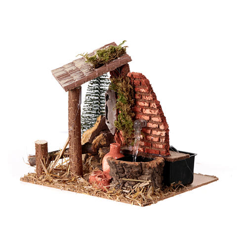 Fontaine avec auvent 15x20x15 cm pour crèche rustique de 8 cm 2