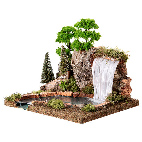 Waterfall with rocks and trees for 8 cm rustic Nativity Scene, 20x25x20 cm 2