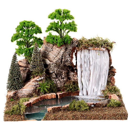 Chute d'eau avec rivière et rochers FSC 20x25x20 cm pour crèche de 8 cm 2