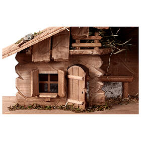 Nordic wooden stable Val Gardena 30x70x35 cm nativity 10 cm