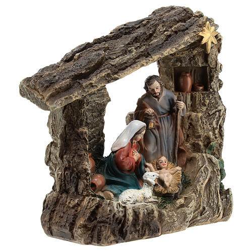 Nativity set with cave, 15 cm, paitned resin 4
